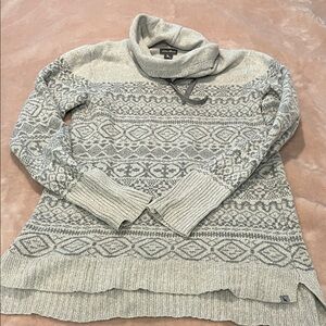 Eddie Bauer Light Gray Fair Isle Cowl Neck Sweater